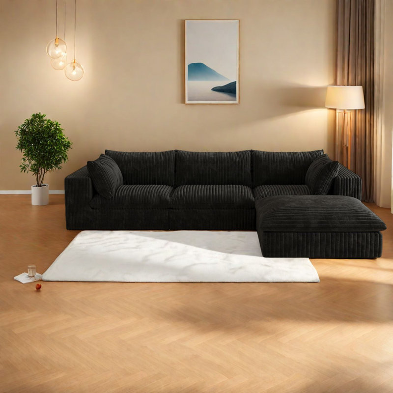 Spacious Cloud Sofas, Corduroy Comfort, Modern Style For Living Room