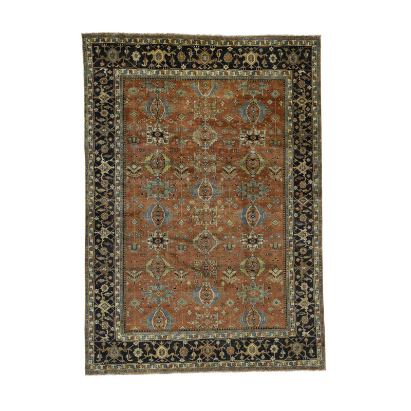 Hand-Knotted High-Quality Red and Blue Area Rug