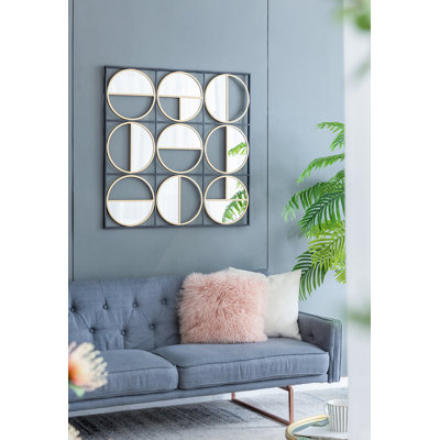 Miroir mural en métal noir