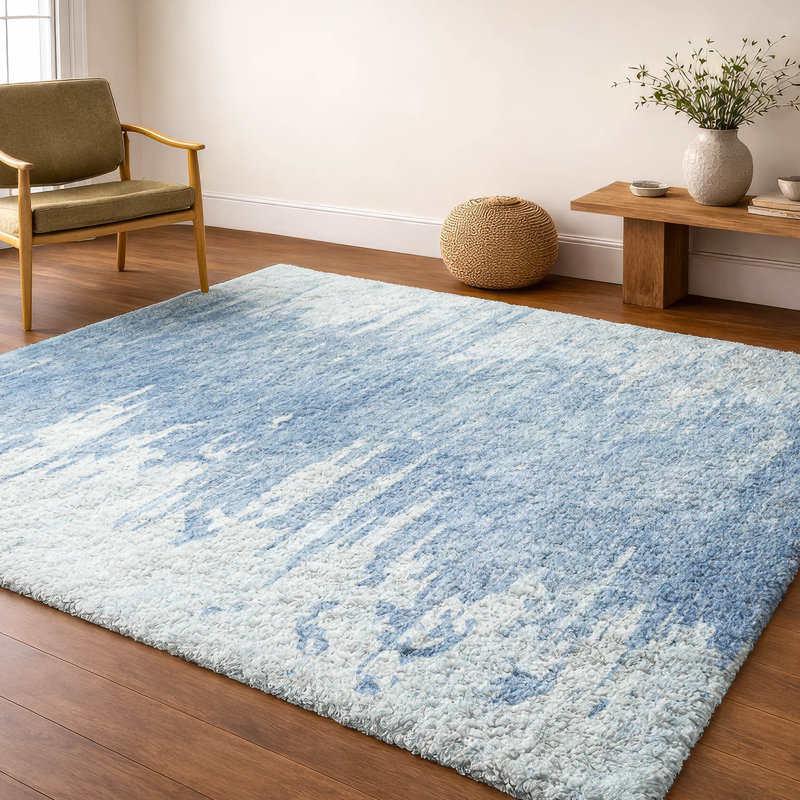 Tapis à poil long de qualité supérieure lavable à la machine ADS705, Ciel, 9 pi x 12 pi