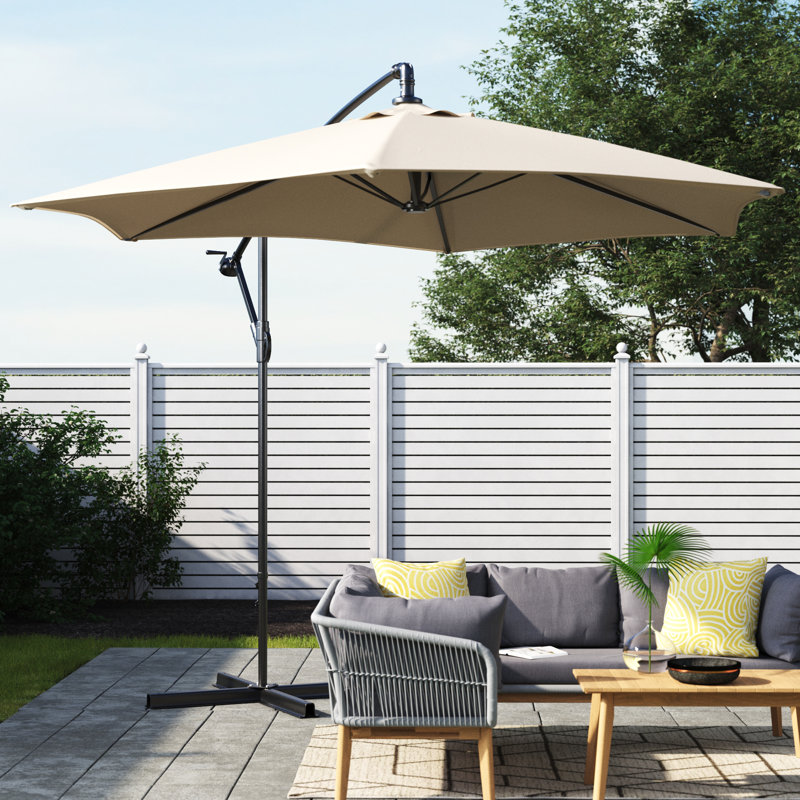 Oyster 3m Standard Cantilever Over Hanging Powder Coated Parasol with Cross Stand This parasol is made using Polyester Fabric which has a Weather-Proof Coating & UPF Sun Protection Level 50