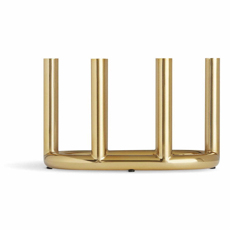 Large Brass Metal Candelabra with Shiny Steel Pillars