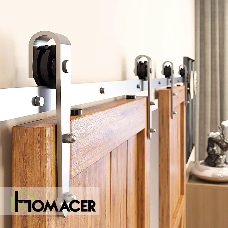 Brushed Nickel Arrow Design Non-Bypass Single Track Two Door Hardware Kit( Door Not Included), 54 in.