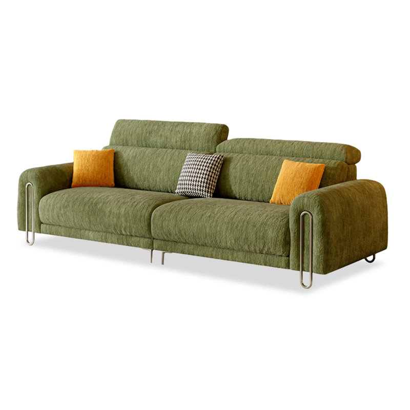 Causeuse-coussin en chenille vert, Chenille verte