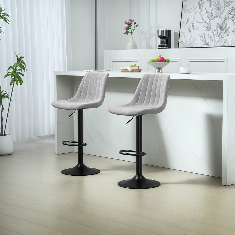 Styner Upholstered Adjustable Height Counter Stool with Metal Frame, Grey