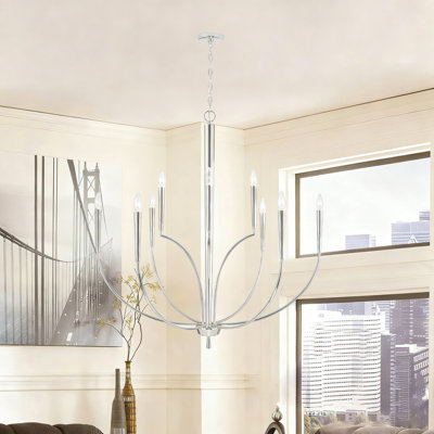 Oversize 43in 9-light Dimmable Satin Nickel Chandelier,classic/tradtional