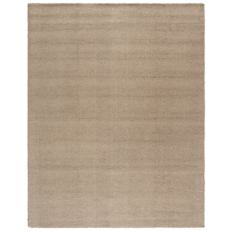 Abstract Hand Tufted Wool/Cotton Solid Color Rug in Light Brown, Rectangle 8' x 10'