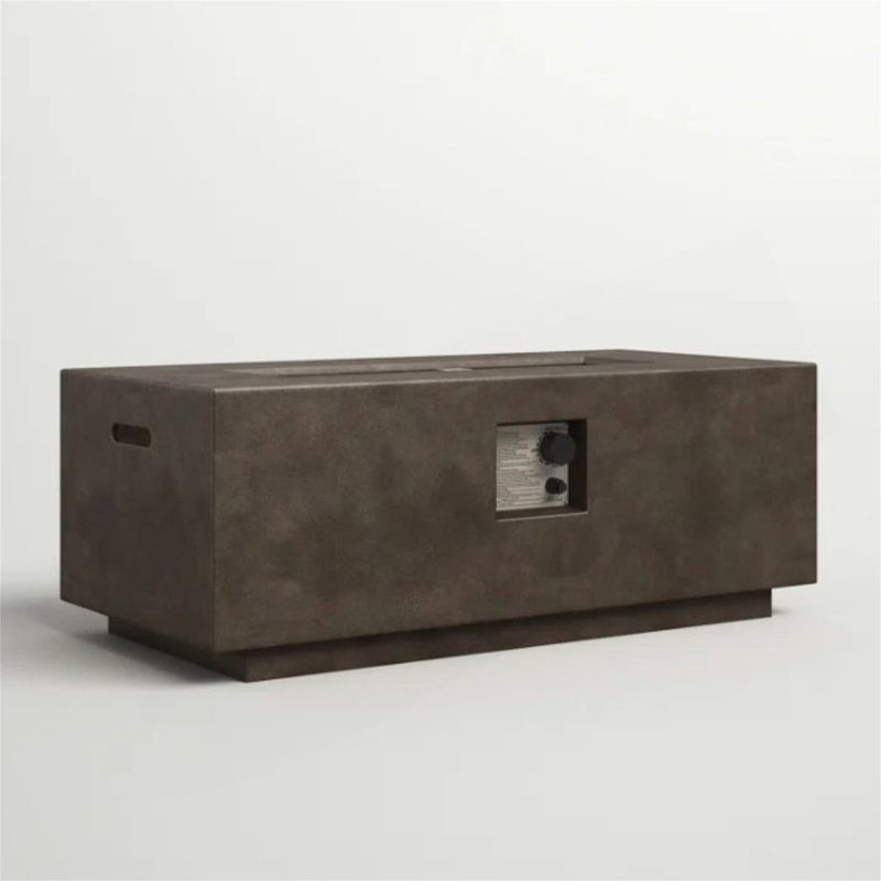 Foyer de table en béton au propane / gaz naturel, H 15 po x l 20 po x P 42 po, Marron foncé