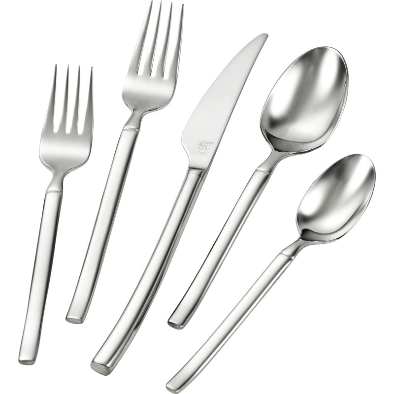 Opus 45 Piece Flatware Set Polished, Mirrored