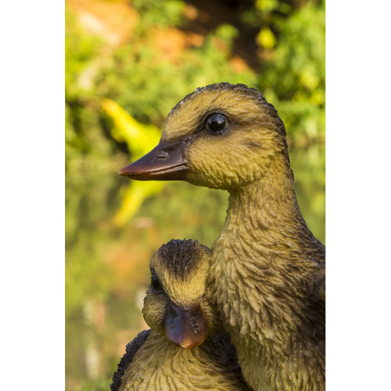 Playful Ducklings 1 Piece Garden Statue, Black/YelloW