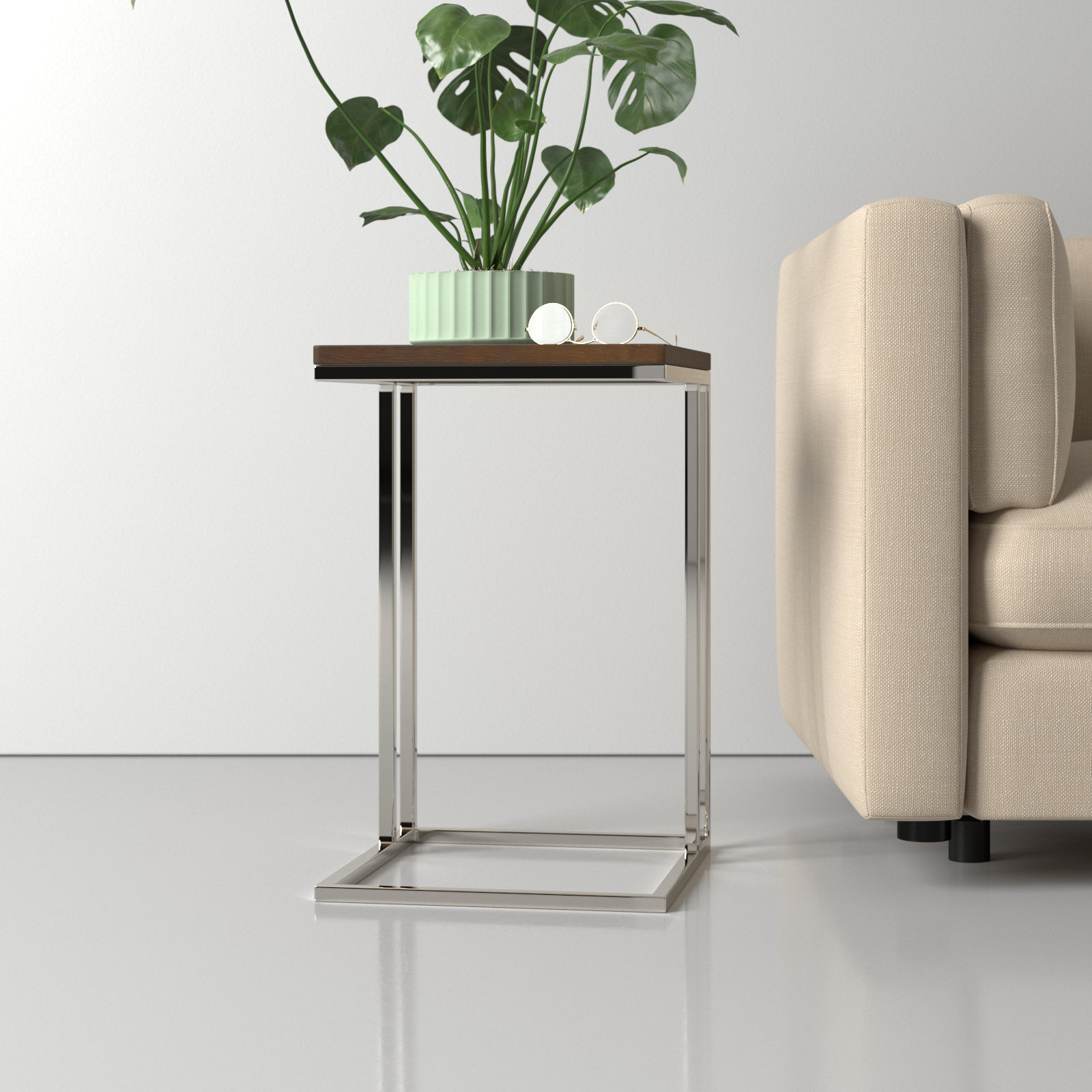 Hampshire End Table, Espresso Top/Silver Base