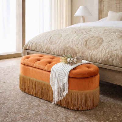 Nook Oval Storage Ottoman with Lift-Top Lid for Living Room,End of Bed