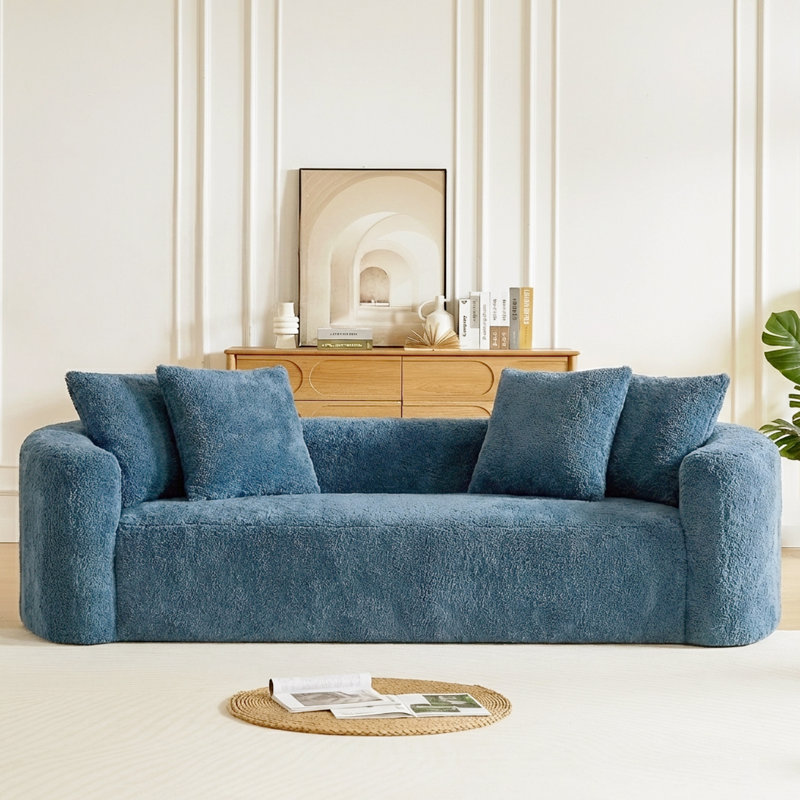 Canapé en chenille 91,91 ", Chenille bleu, Bleu