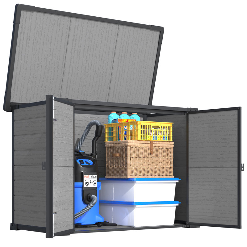 Resin Outdoor Storage Cabinet Outdoor With Lockable Openable Lid