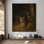 Très grand art mural imprimé sur tissu - Léopards se reposant et regardant dans un décor de boisé décorant une œuvre pour le salon ou la chambre à coucher - «Assemblage requis du cadre (cadre non fini)»