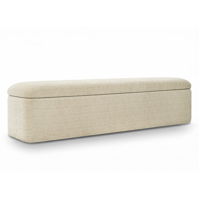 Banc de rangement moderne rembourré de 70 pouces, Beige