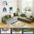 108" Compression Chenille Frameless L-Shaped 3-Piece Cloudy Upholstered Corner Sectional with 6 Throw Pillows,No Assembly Required-180946723