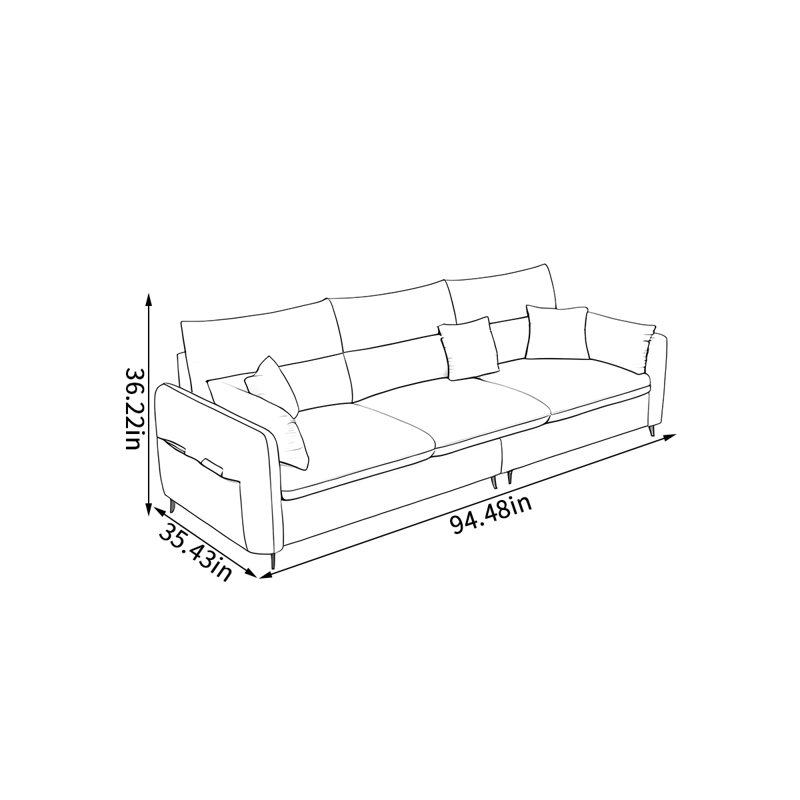 Home casual simple  sofa, 36.22" H x 94.48" W x 35.43" D, 3