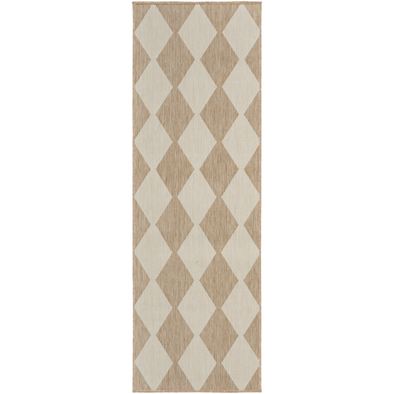 Rectangle Positano Indoor/Outdoor Area Rug, Runner 2'2" x 10', Tan