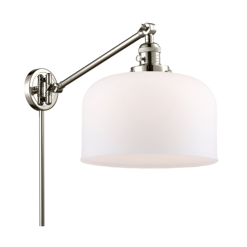 Bell - bras pivotant 1 lumière 12 po, Ampoule à DEL rétro de 3,5 W, Nickel poli, Blanc mat