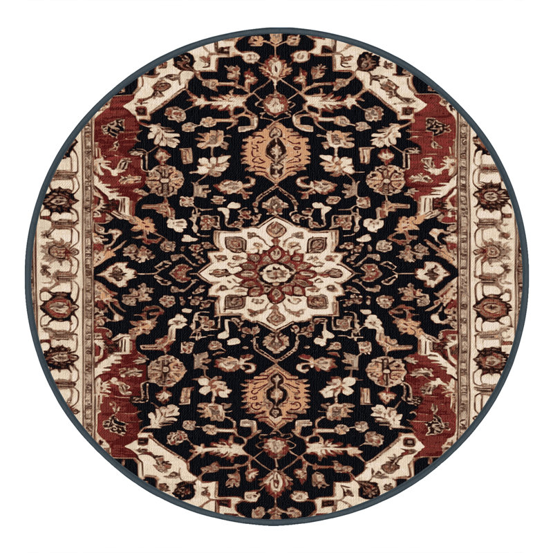 Tapis brun lavable à la machine, Rond 6 pi