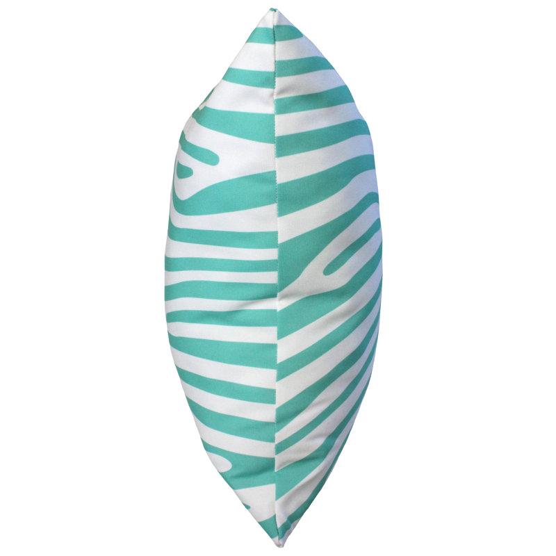 Animal Print Reversible Throw Pillow, Teal/White