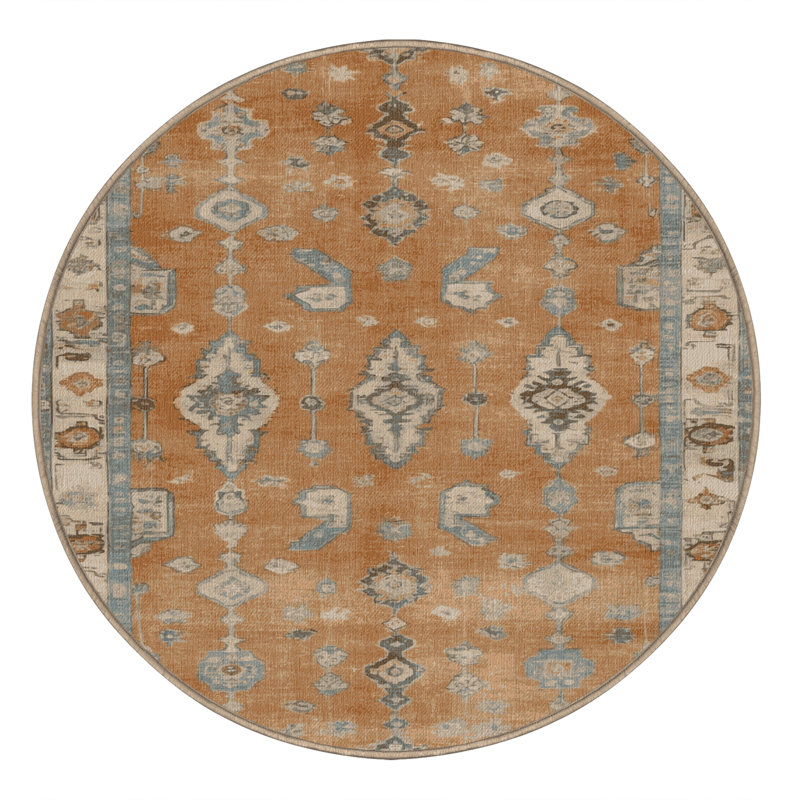 Tapis brun lavable à la machine, Rond 4 pi