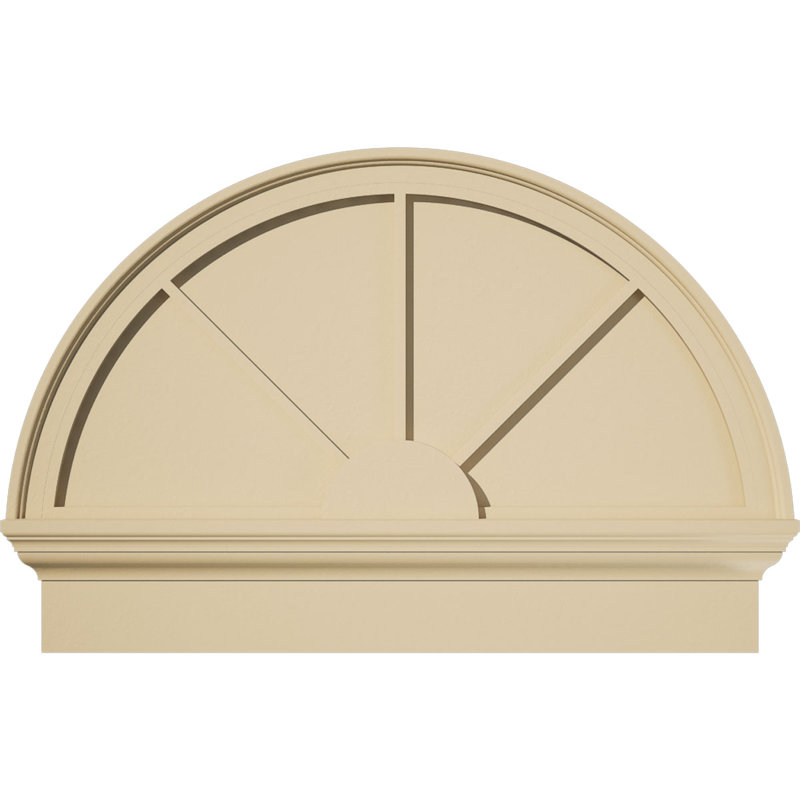 Demi-rond signature fronton en uréthane, brun clair apprêté, 32 po x 22,75 po x 2,75 po, Combinaison, 3 rayons