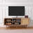 Rattan TV Stand, Boho TV Cabinet for 55 inch TV, Mid Century Modern TV Stand, Rattan TV Console with Adjustable Shelfs for Living Room, Media Room, Oak-1160369531