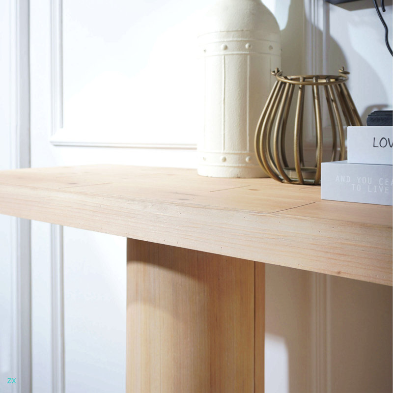 Console 59 po en bois minimaliste moderne avec piédestal à colonne 59 po - Élégante décoration décorative pour l'entrée, le salon et le couloir