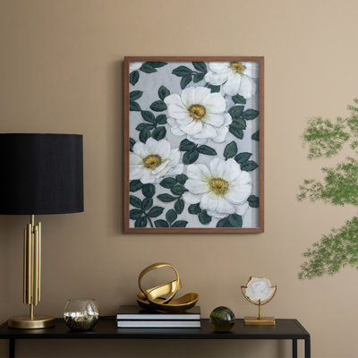 Bright White Flowers I Framed Print - Solid Wood