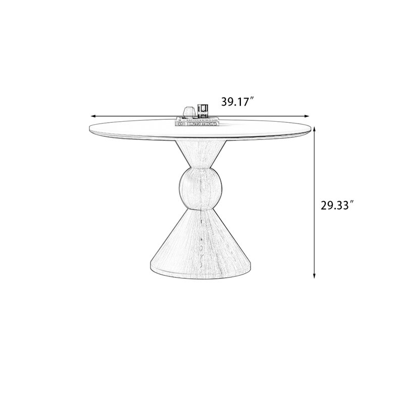 Table de salle à manger ronde, plateau de table en pierre frittée avec socle en bois massif, table de salle à manger de cuisine pour la salle à manger 