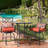 Jayc 2 - Person Square Outdoor Patio Bar Dining Sets with Cushions, Outdooor 3 Pieces Bar Height Dining Set with Swivel Chairs & Metal Slat Table