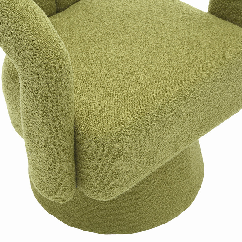 Fauteuil demi-tonneau Accent, Vert olive bouclé incorrect
