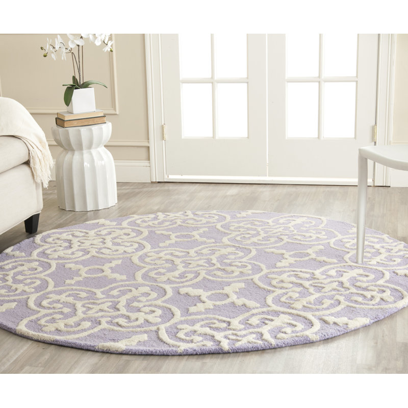 Clapham Hand-Tufted Wool Lavender/Ivory Area Rug, Round 6'
