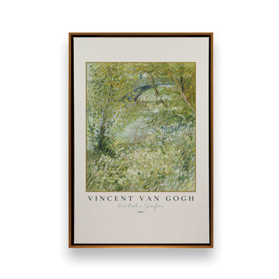 Van Gogh's River Bank in Springtime Canvas Print in a Frame