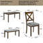 Ensembles de table de salle à manger, ensembles de table et chaises de cuisine 6 pièces, ensembles de chaises de table de salle à manger en bois avec table de salle à manger rectangulaire, 4 chaises rembourrées en forme de X et un banc pour 6 personn-593955255