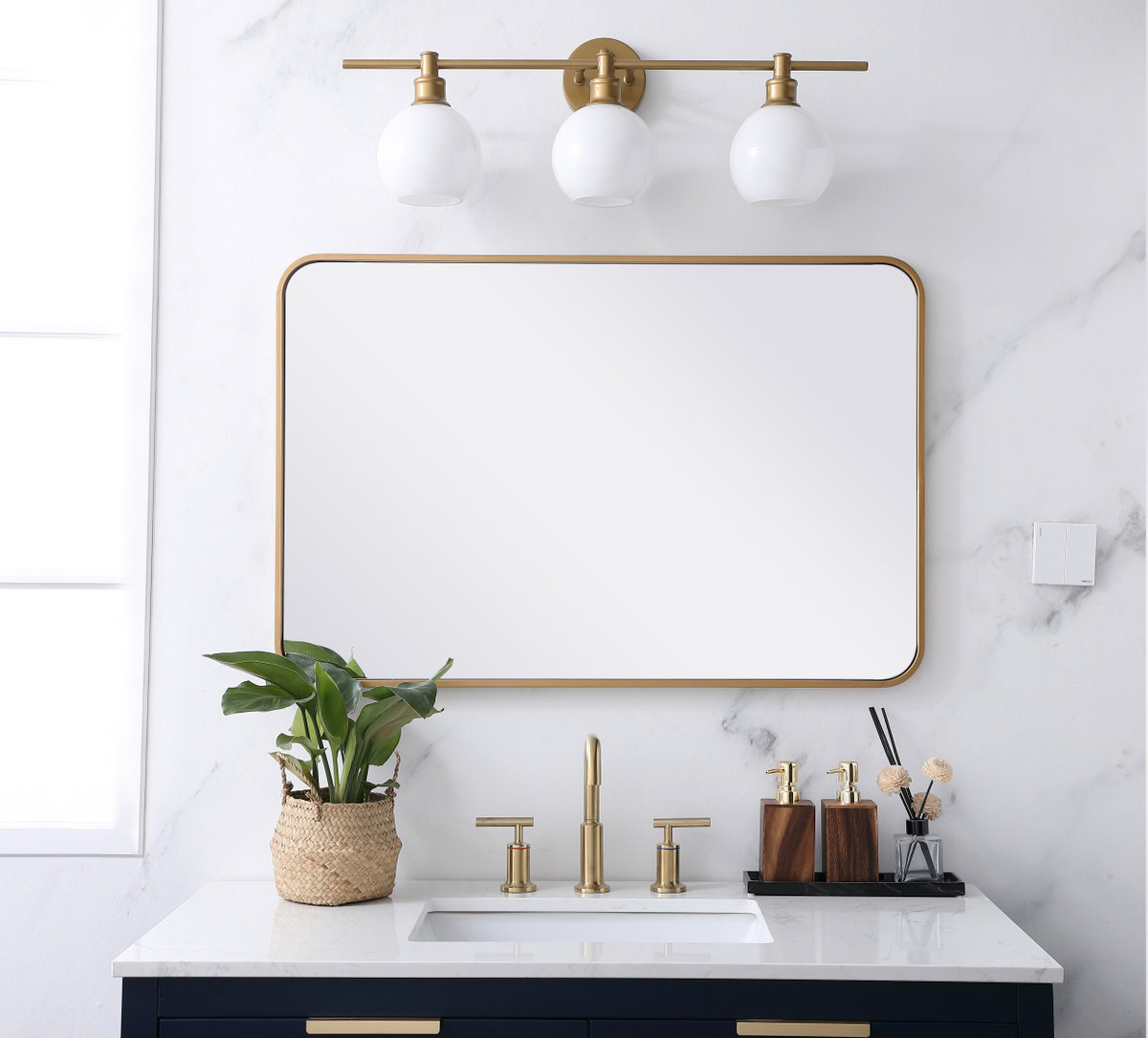 Sabine 36" Accent Mirror, Brass, 36" x 24"
