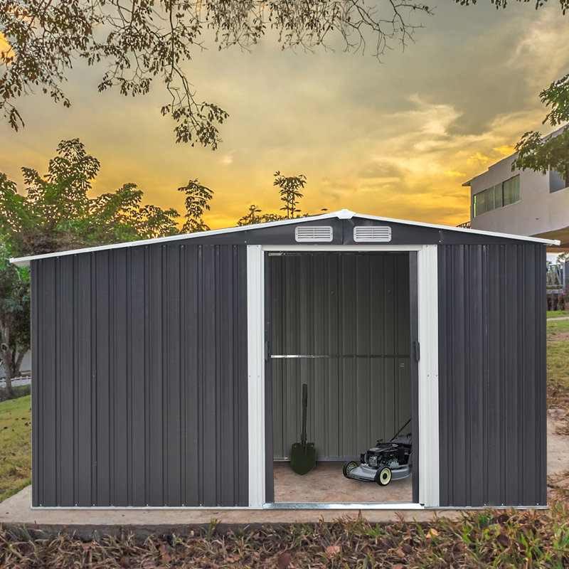 Garden Metal Storage Shed with Log Storage