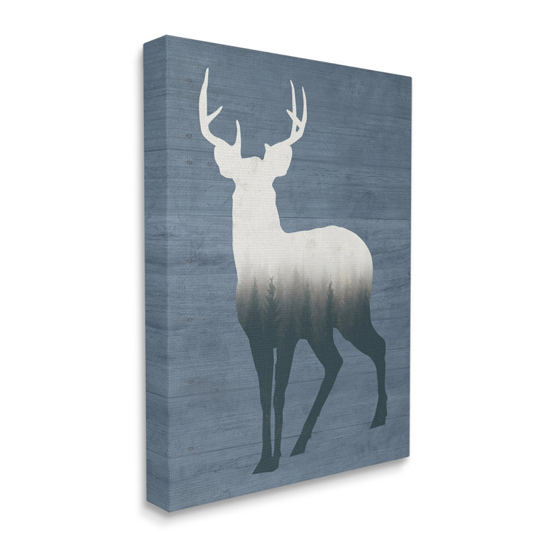 " Rustic Deer Silhouette Cabin Style Grain Pattern " by Lettered And Lined, Wrapped Canvas, 20" H x 16" W x 1.5" D