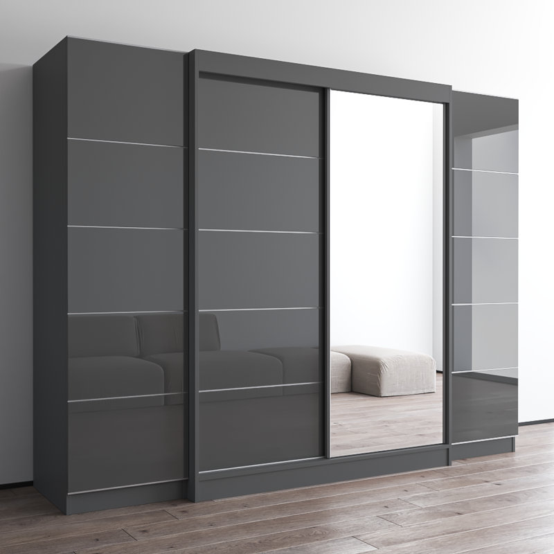 Armoire 102,4 "avec 1 miroir Aria, H 79 po x l 102 po x P 26 po, gris