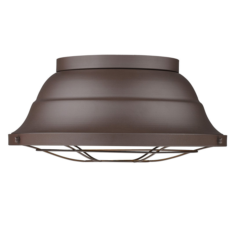 Bartlett Vintage-Casual Textured Bronze 3-Light Outdoor Flush Mount