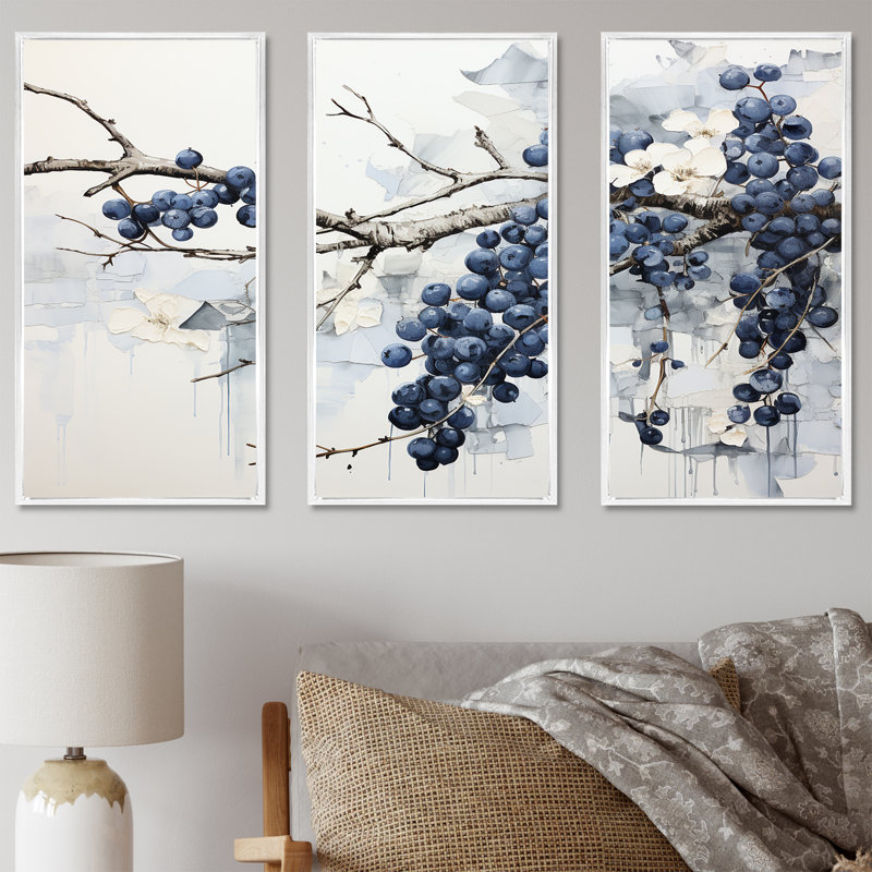 Minimalisme Vineyard Dreamscape II - ensemble de reproduction d'art mural Vineyard, Cadre flottant blanc