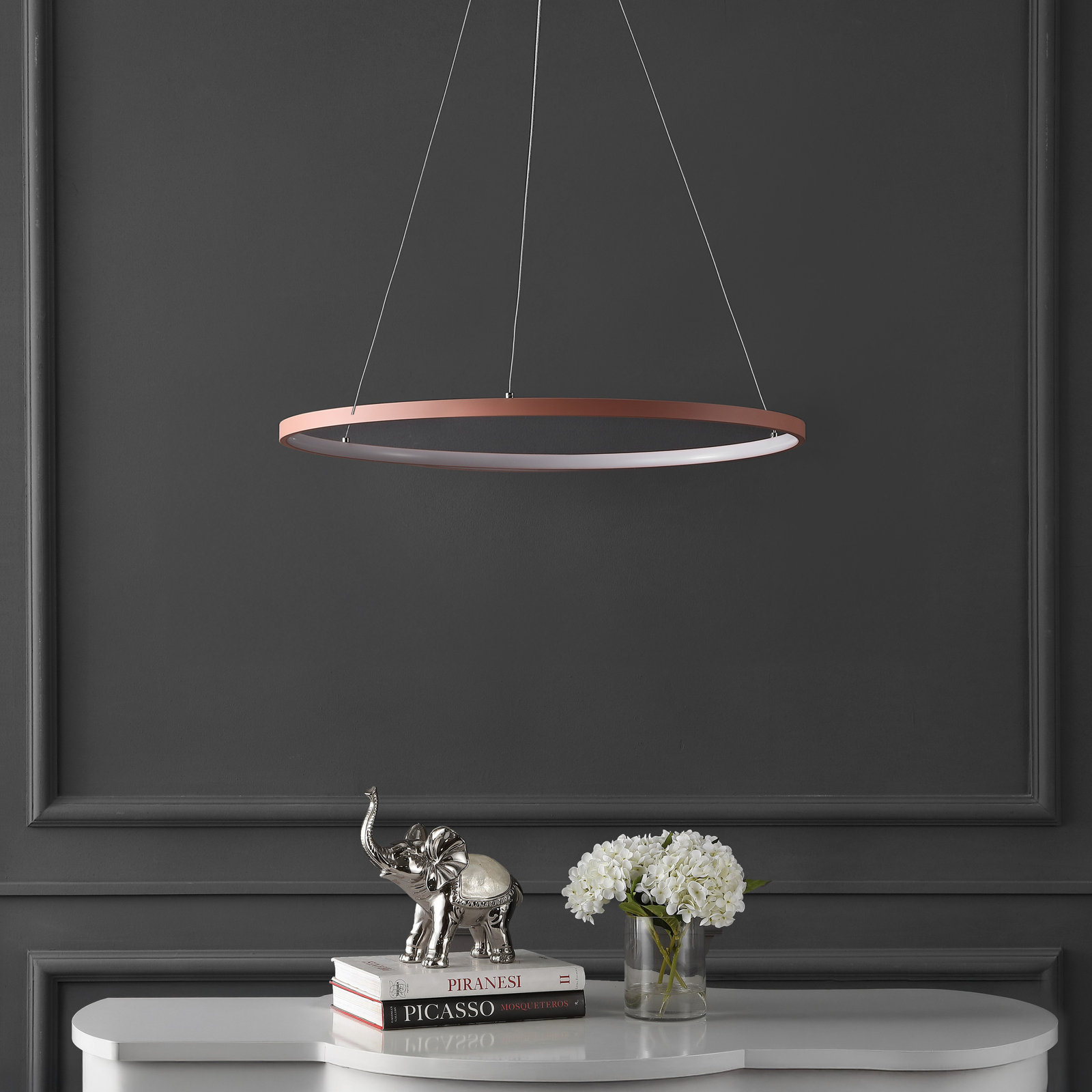 Odin Single Light Dimmable LED Pendant, 0.75" H x 23.75" W x 23.75" D, Matte Pink