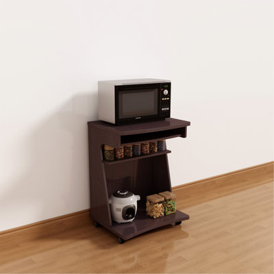 Utility Cart Microwave Cart Kitchen Cart Computer Cart One Gliding Shelf Two Shelves Rounded Corners Mobile On Rolling Castor Wheels by Ophelia & Co.