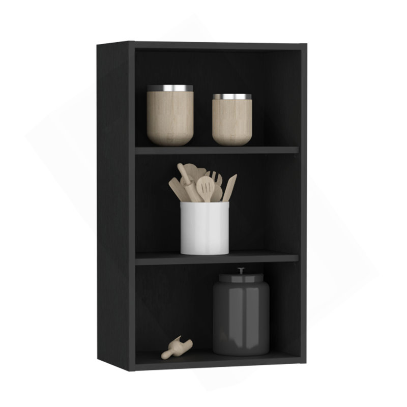 Wall Cabinet 36" H, 3 Shelves, Black, Black