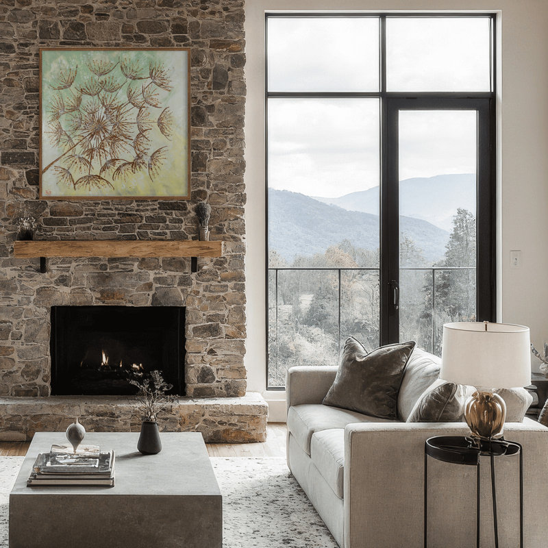 Nature Inspired "Dreamy Dandelion" Canvas Wall Art By Karen Biery, 20" H x 20" W x 1.125" D, Framed Print, Brown