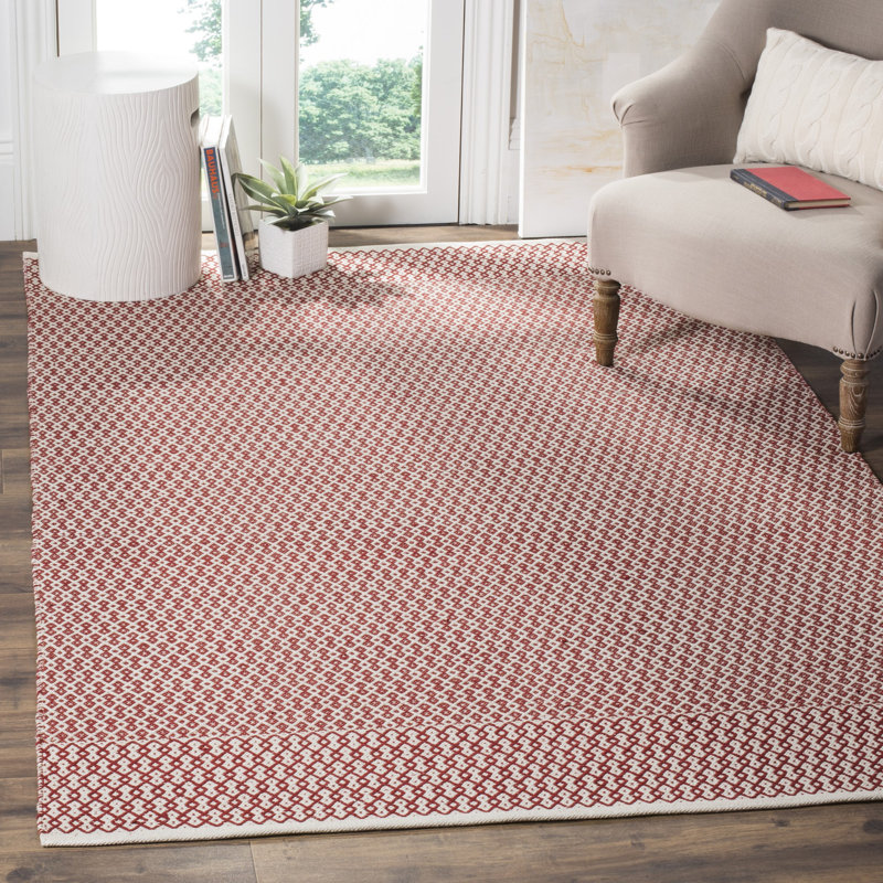 Tapis géométrique en coton tissé à la main Melaina, Rectangle 8 pi x 10 pi