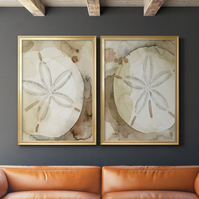 «Dry Sand Dollar I», ensemble de 2 reproductions de photos sur toiles, Or, H 42,5 po x l 61 po x P 1,25 po