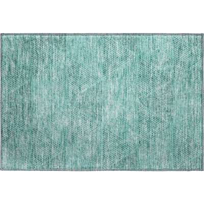 Tapis bleu sarcelle lavable à la machine Premium Prisco